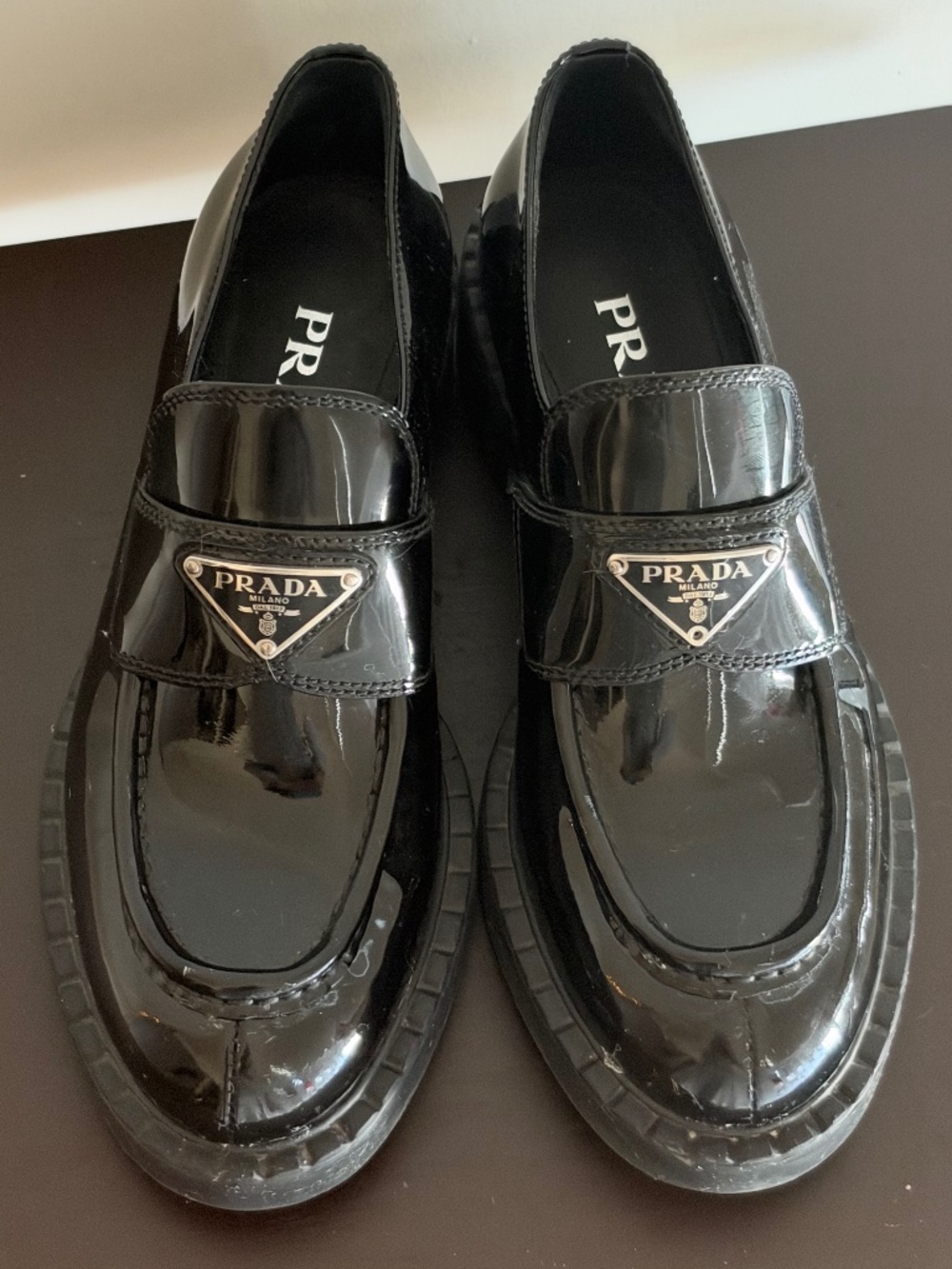 Prada Black Patent Leather Loafers